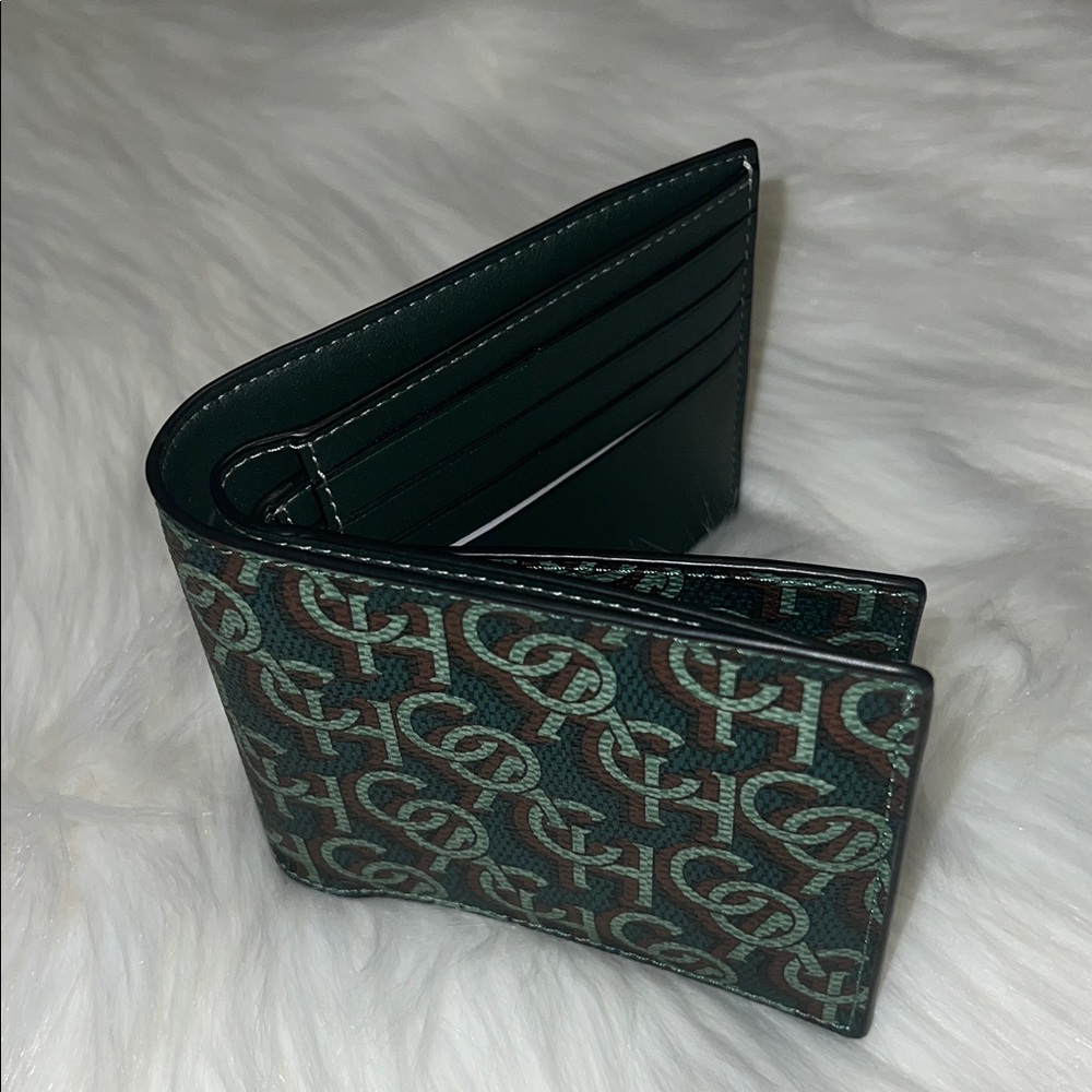 Coach Men's Green and Brown Patterned Wallet - Picture 2 of 6